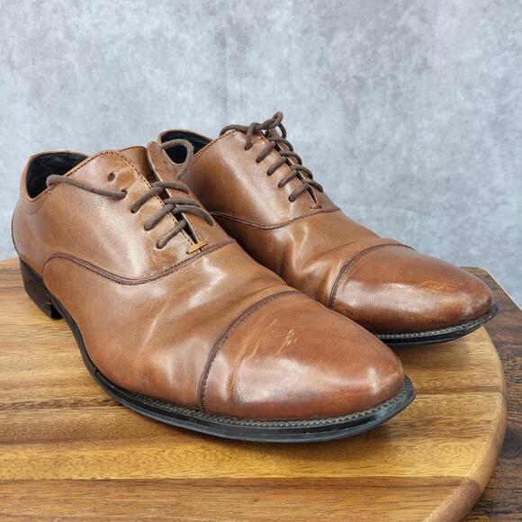 Stacy Adams Oxford Shoes Mens 10.5 Brown‎ Leather Dress Shoes Cap Toe - Picture 2 of 14